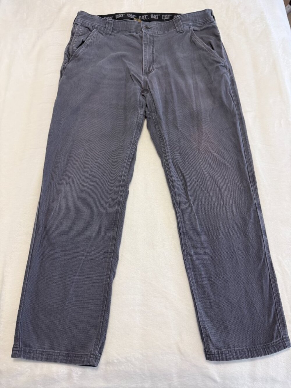 CAT Caterpillar Gray Canvas Work Pants Men's 38x32 Straight Leg Stretch